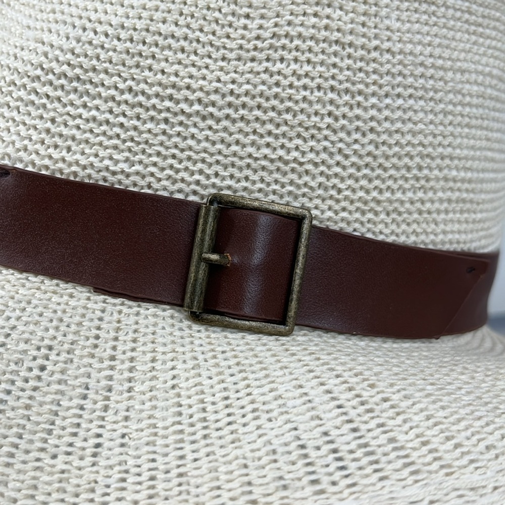 Goorin Bros Cream Woven Hat Leather Band - Picture 3 of 9